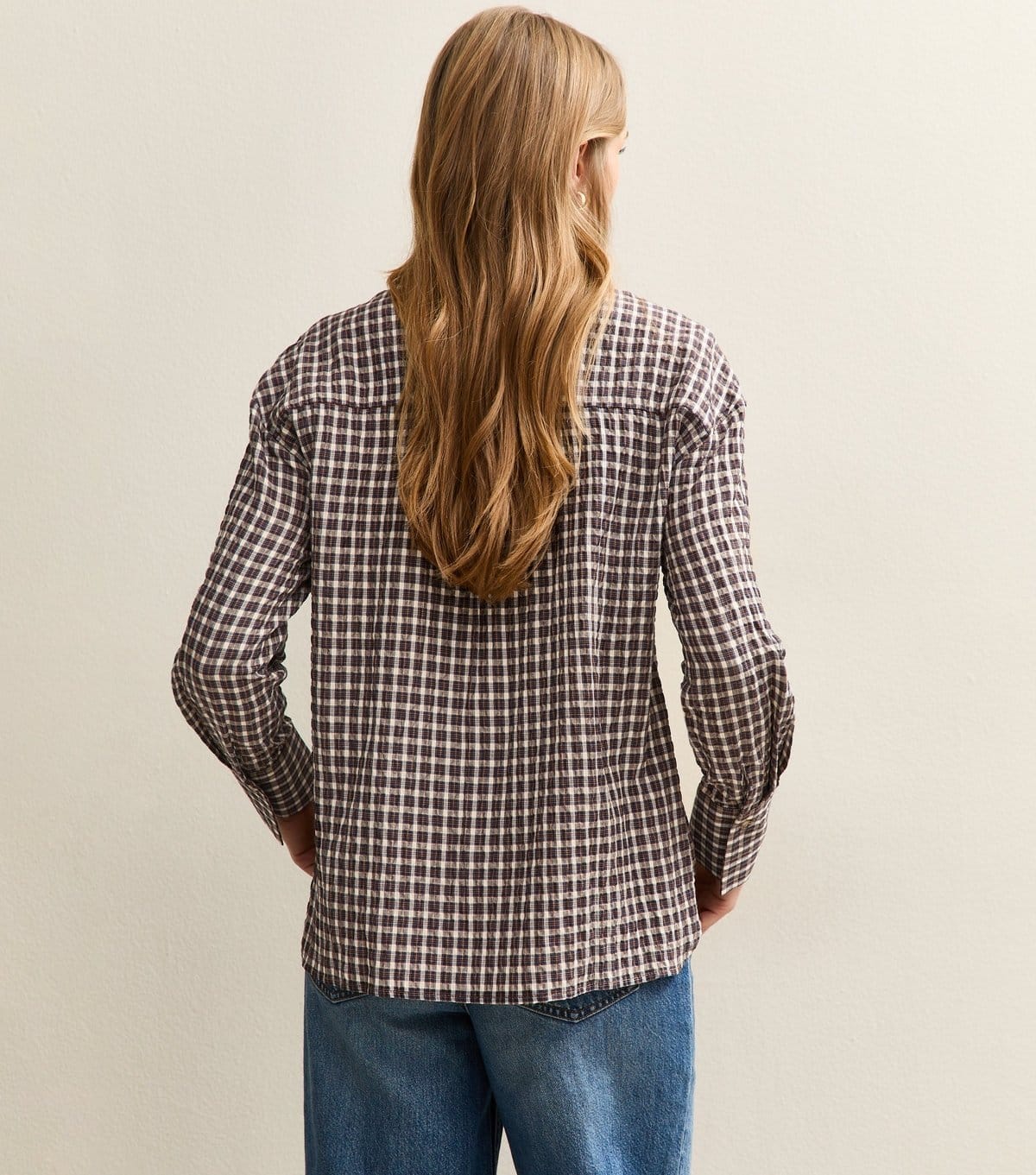 New Look Women's Brown Textured Checked Oversized Shirt New Look - 4