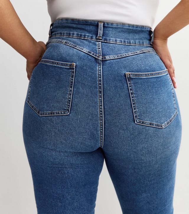 New Look Women's Plus Size Blue Yazmin High Waisted Slim Leg Jeans Curves New Look - 2