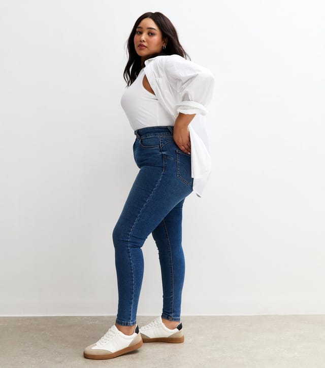 New Look Women's Plus Size Blue Yazmin High Waisted Slim Leg Jeans Curves New Look - 3