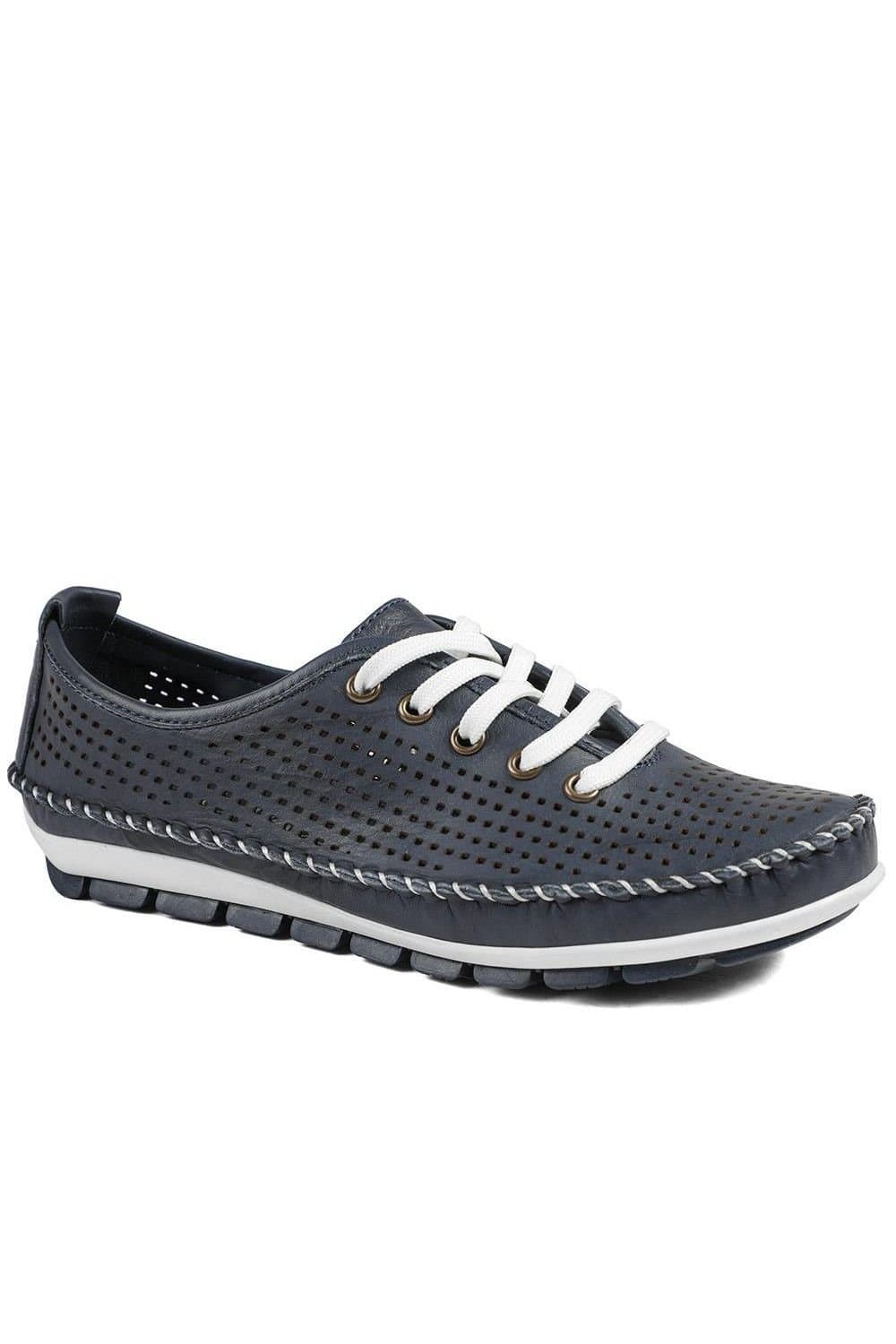 Pavers Pavers Women's Breathable Leather Lace Up Shoes in Navy