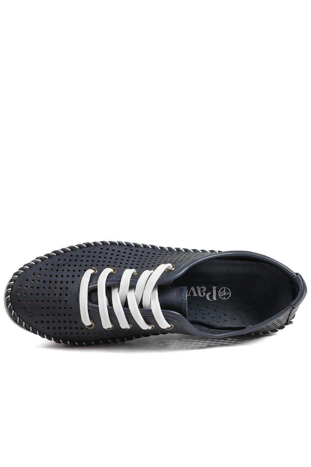 Pavers Pavers Women's Breathable Leather Lace Up Shoes in Navy - 4