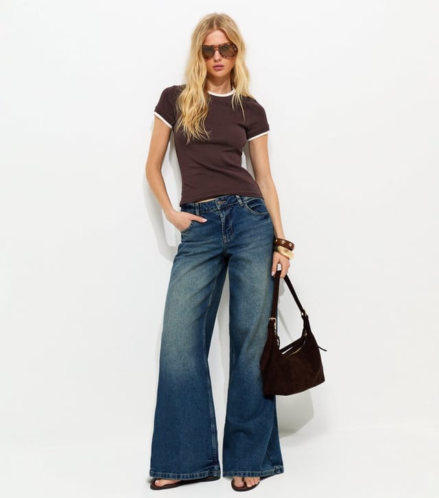 New Look Women's Brown 2-In-1 Jersey Top New Look - 2