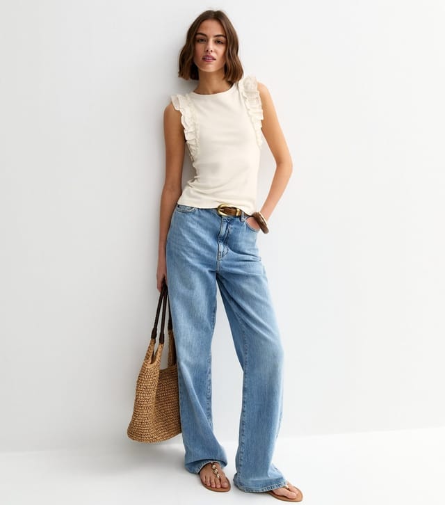 New Look Women's Off White Ruffle Sleeve Top New Look - 3