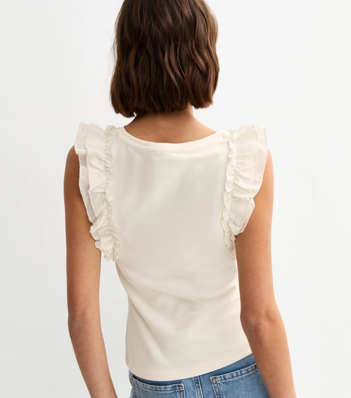 New Look Women's Off White Ruffle Sleeve Top New Look - 4