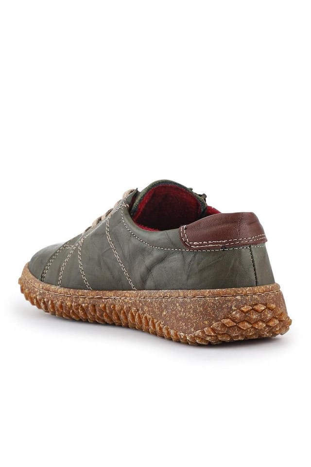 Pavers Pavers Women's Loretta Leather Trainers in Khaki - 3
