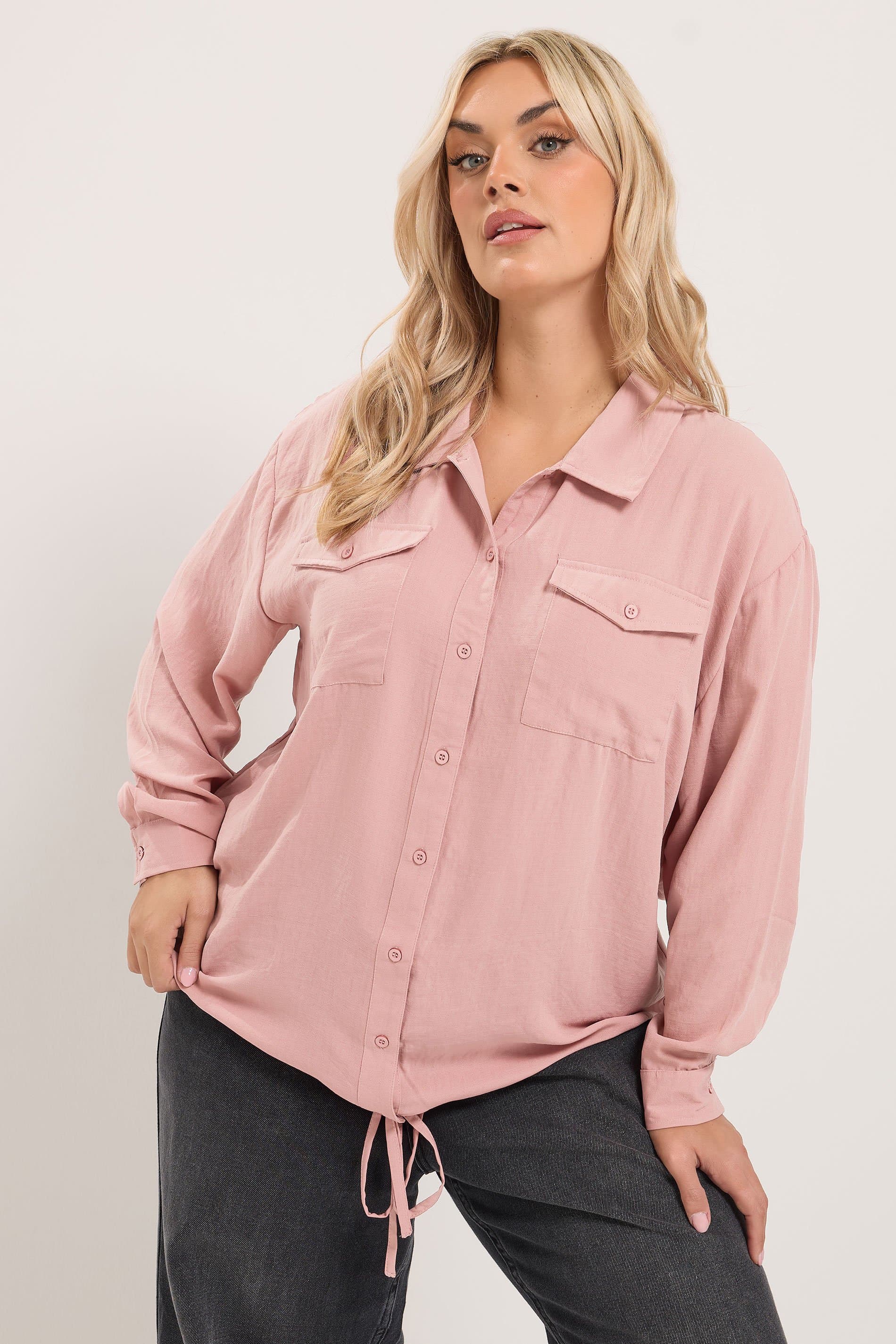 Yours Plus Size Pink Utility Long Sleeve Shirt