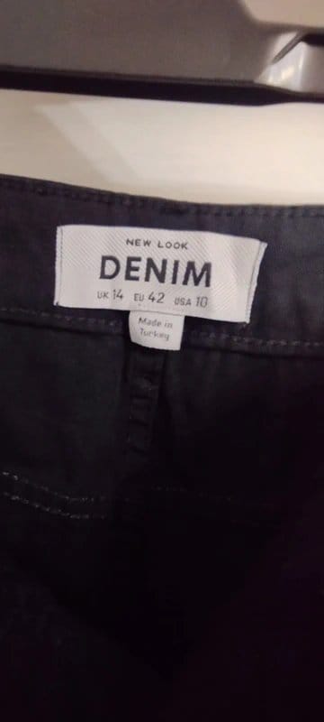 New Look Black Denim Cargo Pants Size 14