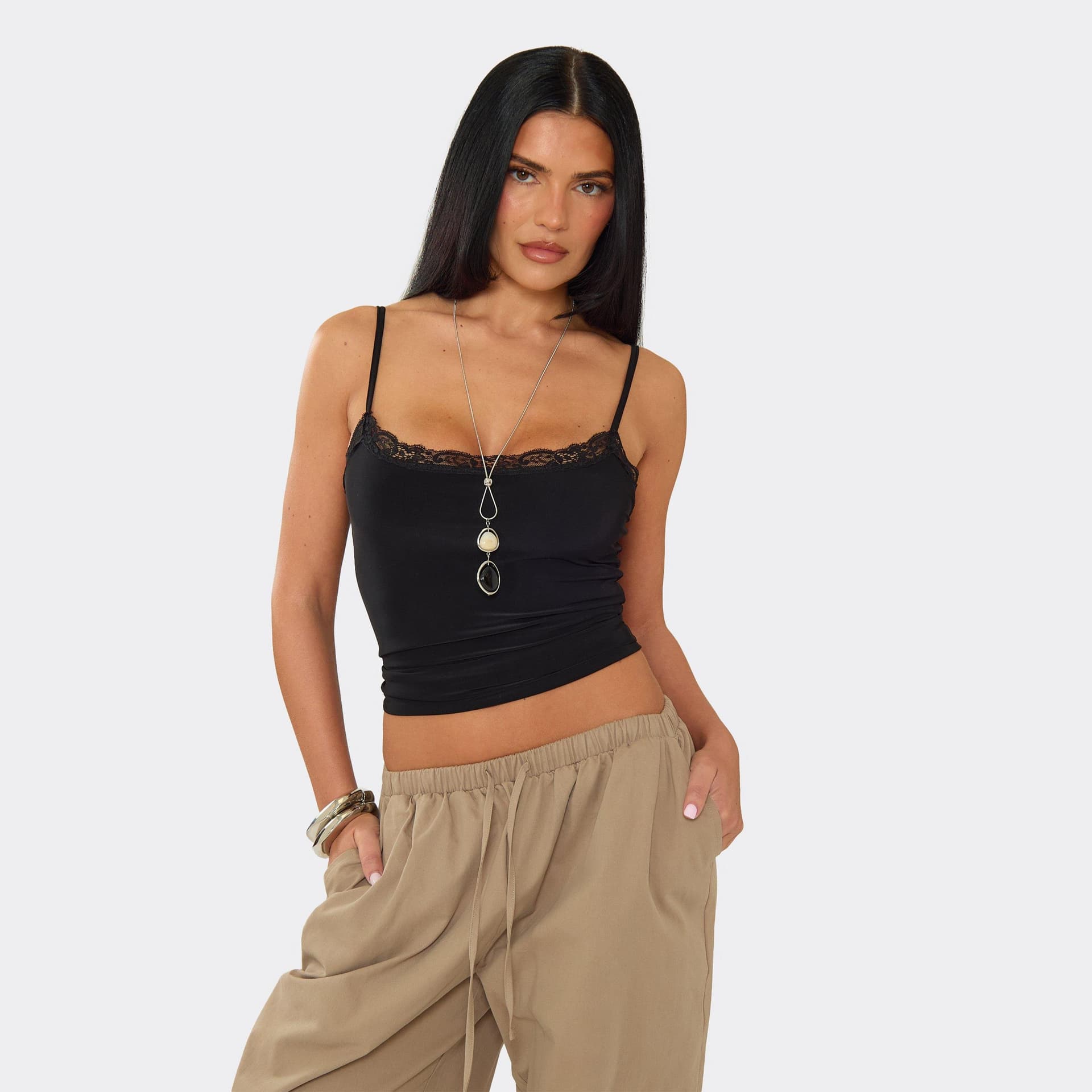 EGO EGO Black Jersey Cami Vest Top
