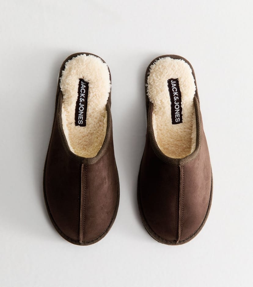 jack & jones Men's Brown Faux Suede Slippers Jack & Jones New Look - 1