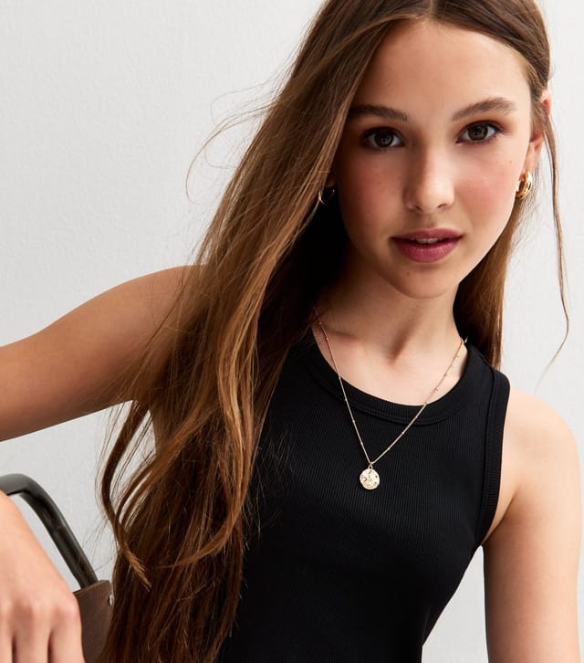 New Look Girls' Black Ribbed Racer Back Vest New Look - 2