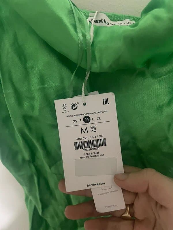 Bershka bershka satin green mini dress