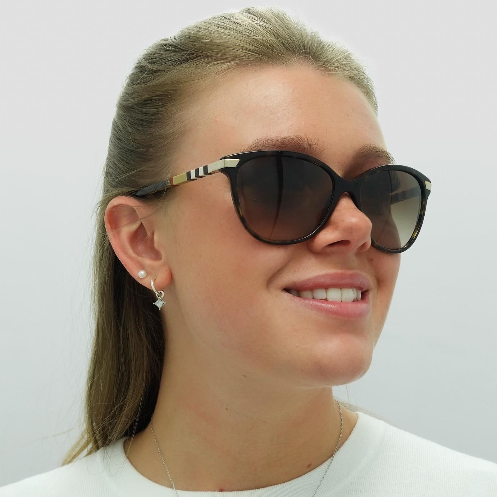 Burberry Burberry Women's Cat Eye Dark Havana With Gold Detailing Brown Gradient BE4216 Sunglasses - 4
