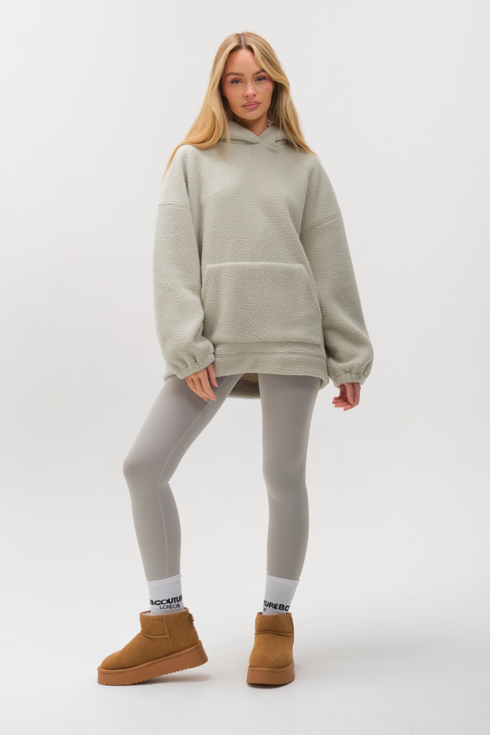 BCouture BCouture Light Green Sherpa Fleece Hoodie & Leggings Set