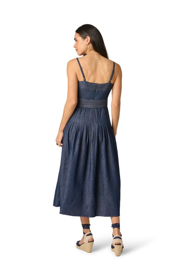 Adrianna by Adrianna Papell Adrianna by Adrianna Papell Women's Pintucked Denim Midi in Blue - 3