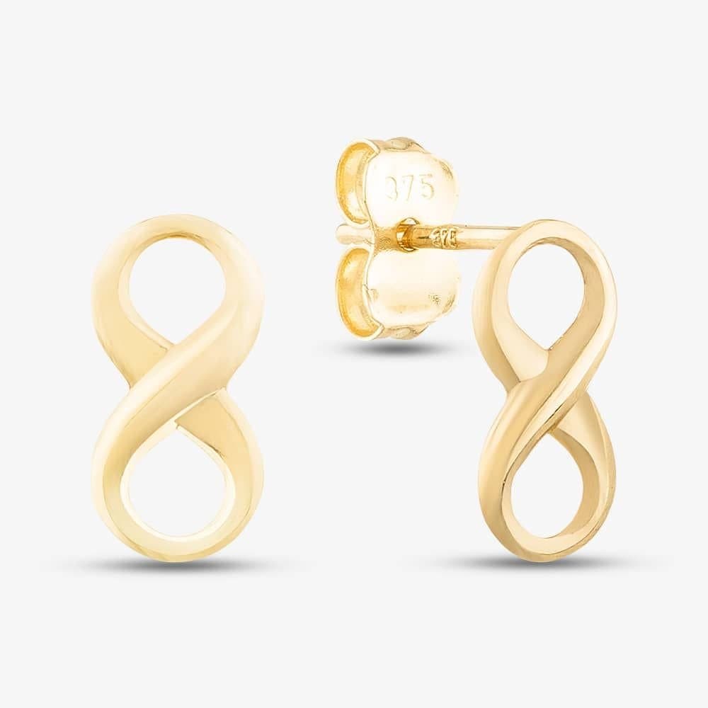 T.H.Baker T.H.Baker Women's 9ct Gold Infinity Stud Earrings GE2157