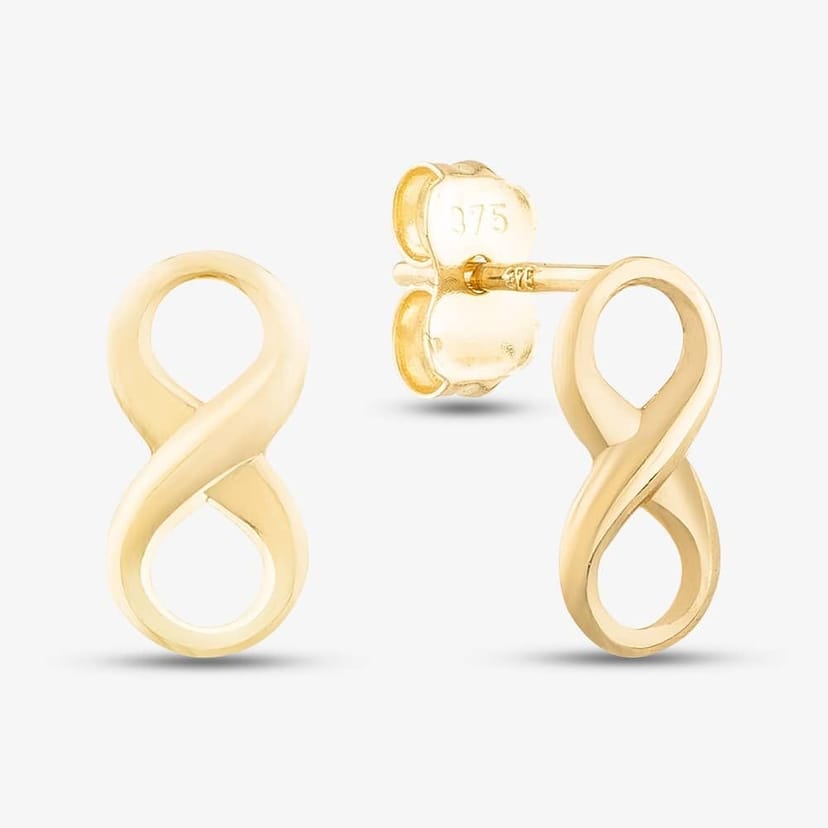 T.H.Baker T.H.Baker Women's 9ct Gold Infinity Stud Earrings GE2157 - 1