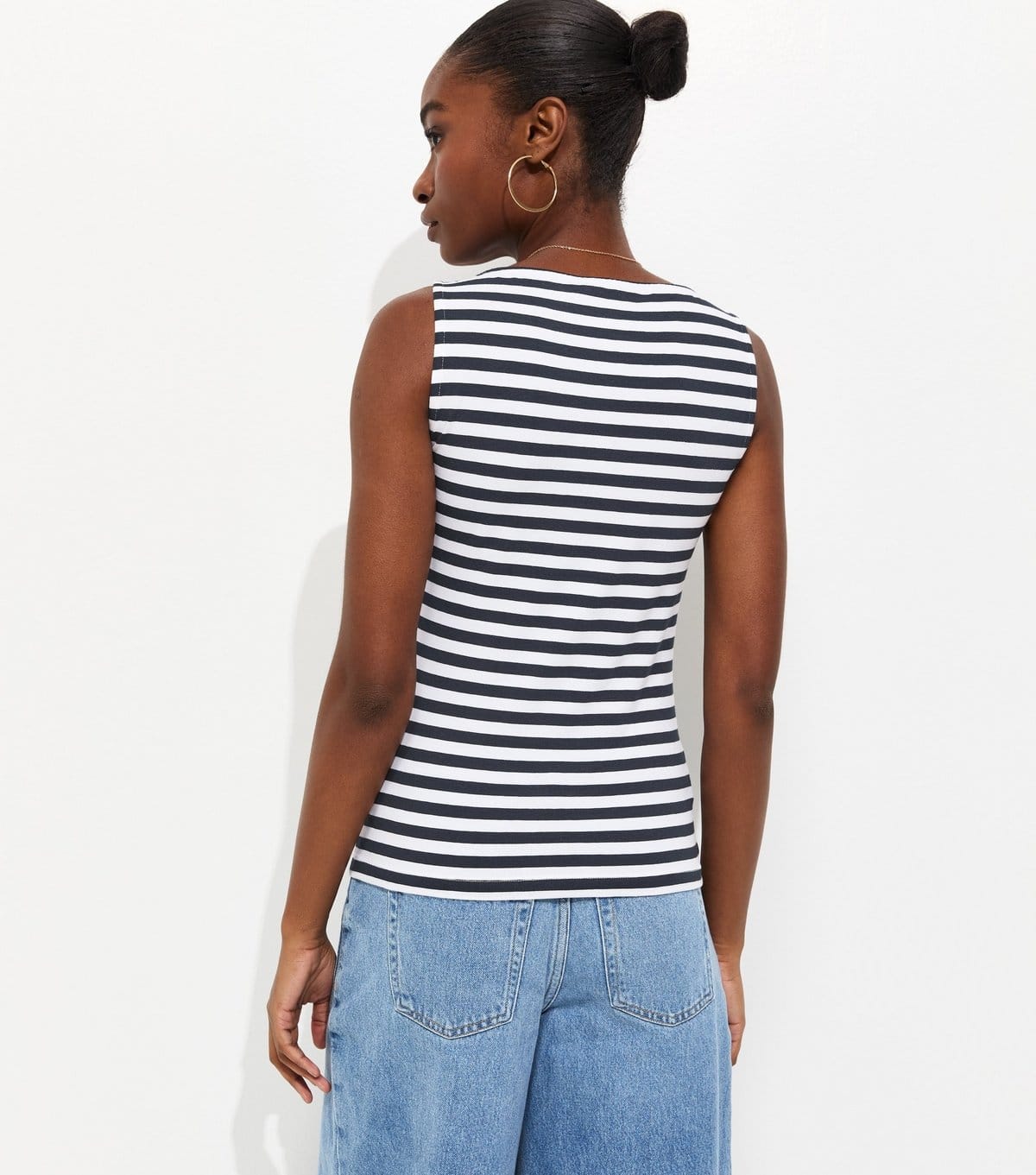 New Look Women's Dark Blue Striped Slash Neck Top New Look - 4