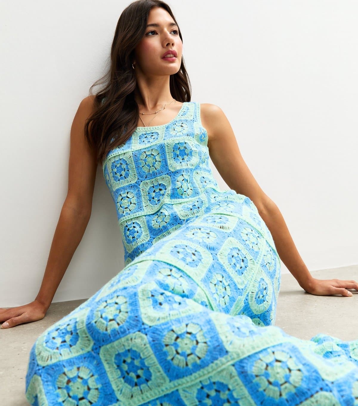 Sunshine Soul Women's Blue Crochet Maxi Dress Sunshine Soul New Look