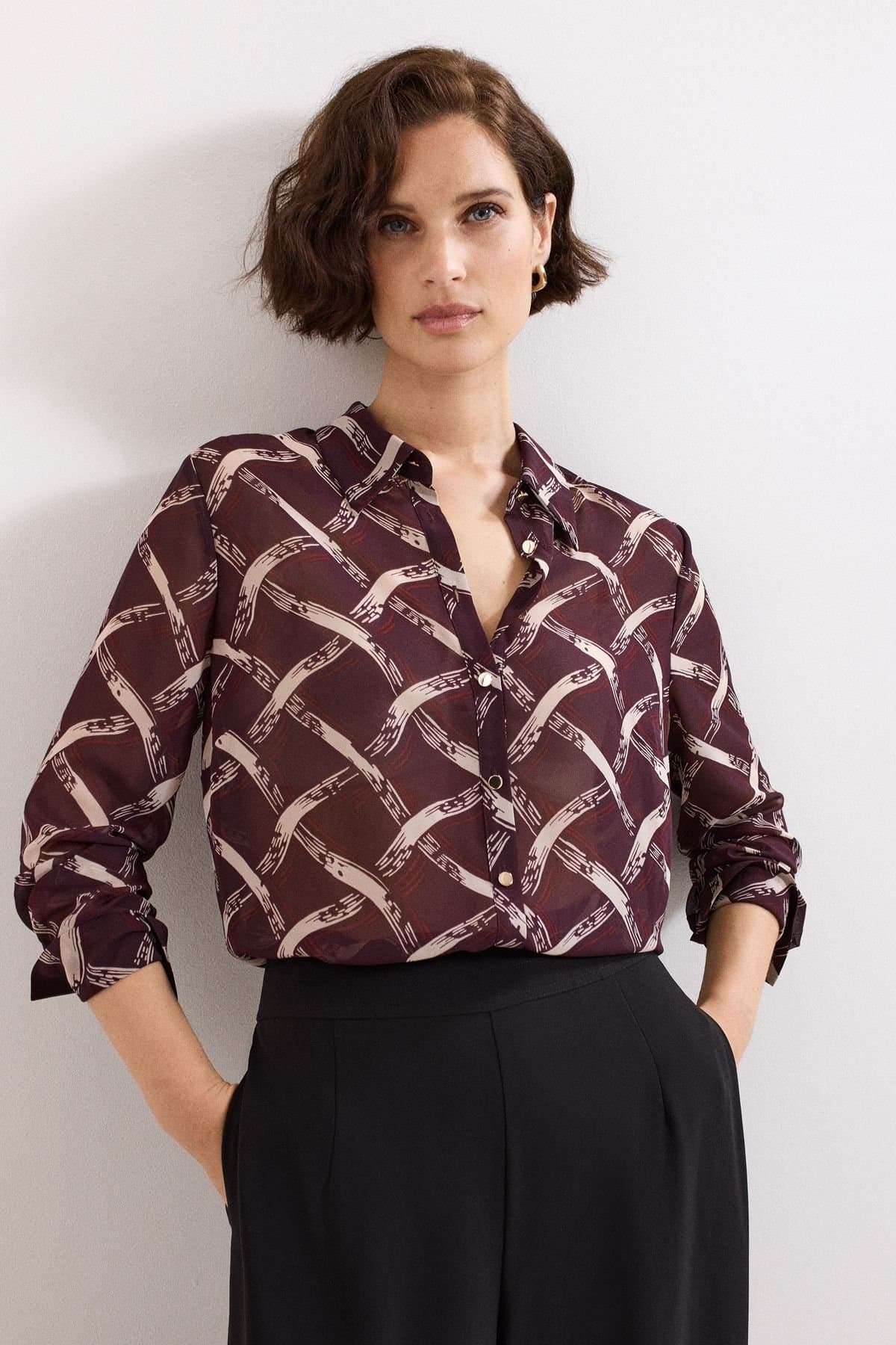 Phase Eight Phase Eight Women's Cora Check Print Shirt in Maroon