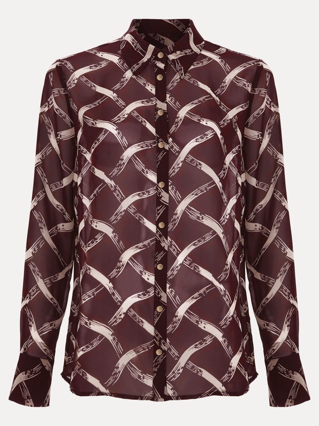 Phase Eight Phase Eight Women's Cora Check Print Shirt in Maroon - 2