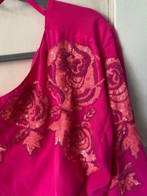 ASOS ASOS pink kimono sleeve long dress embellished with sequins and beads