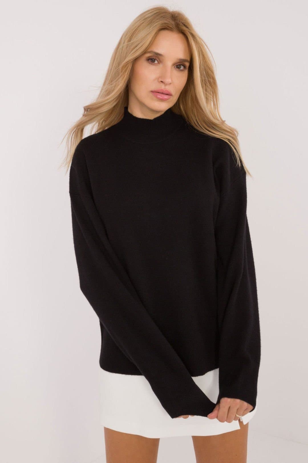 Love Lace Love Lace Black Viscose Blend Half Turtleneck Sweater
