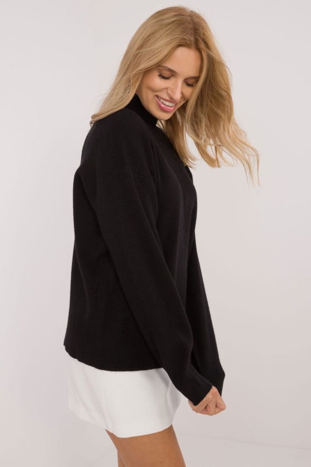 Love Lace Love Lace Women's Viscose Blend Half Turtleneck Sweater in Black - 3