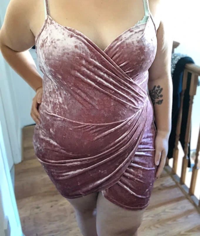 New Look Newlook Pink Velvet Bodycon dress - size 18