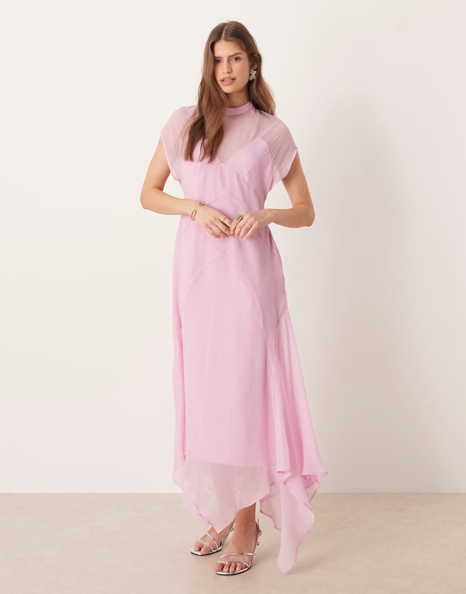 ASOS Lilac Chiffon High Neck Maxi Dress