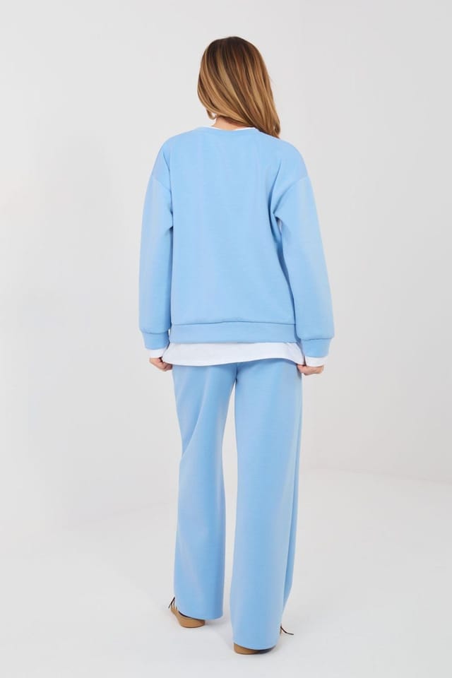 Love Lace Love Lace Women's Minimalist Casual Tracksuit Set with Patches in Blue - 2