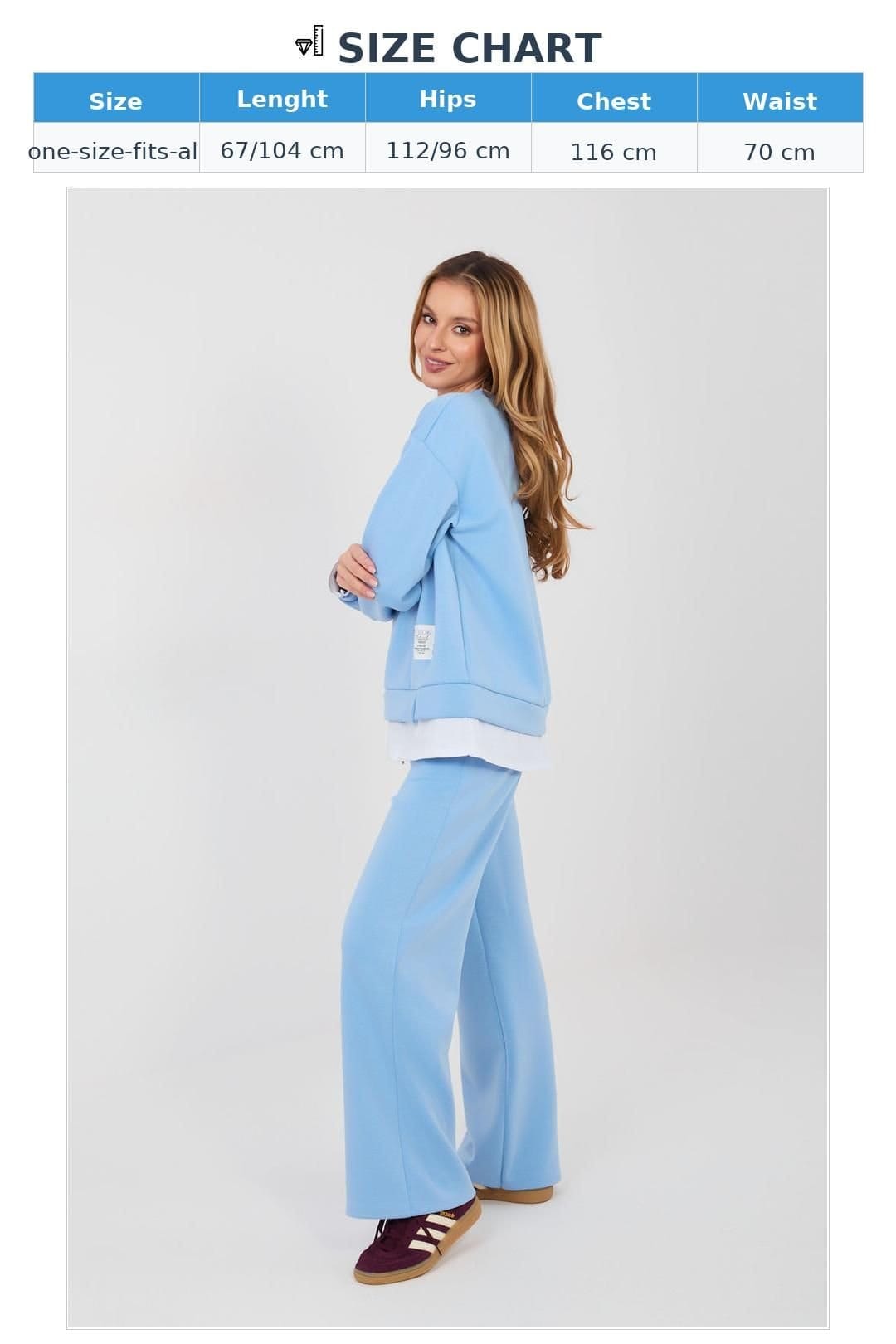 Love Lace Love Lace Women's Minimalist Casual Tracksuit Set with Patches in Blue - 4