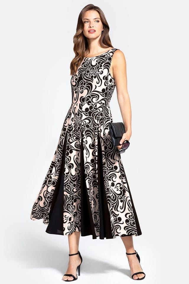 Hot Squash Hot Squash Women's Contrast Panel Midi Dress in Cream - 2