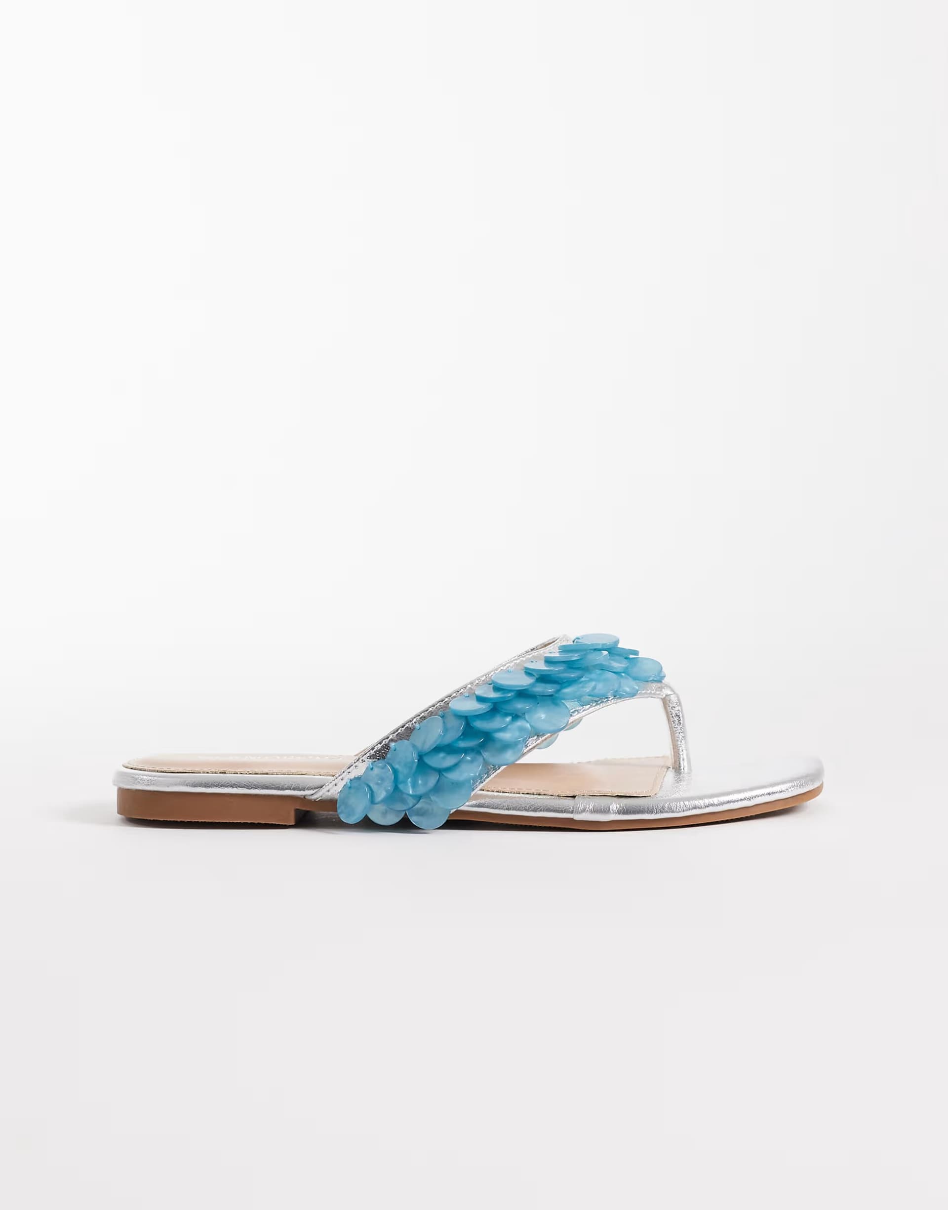 ASOS ASOS Blue Beaded Flip Flops