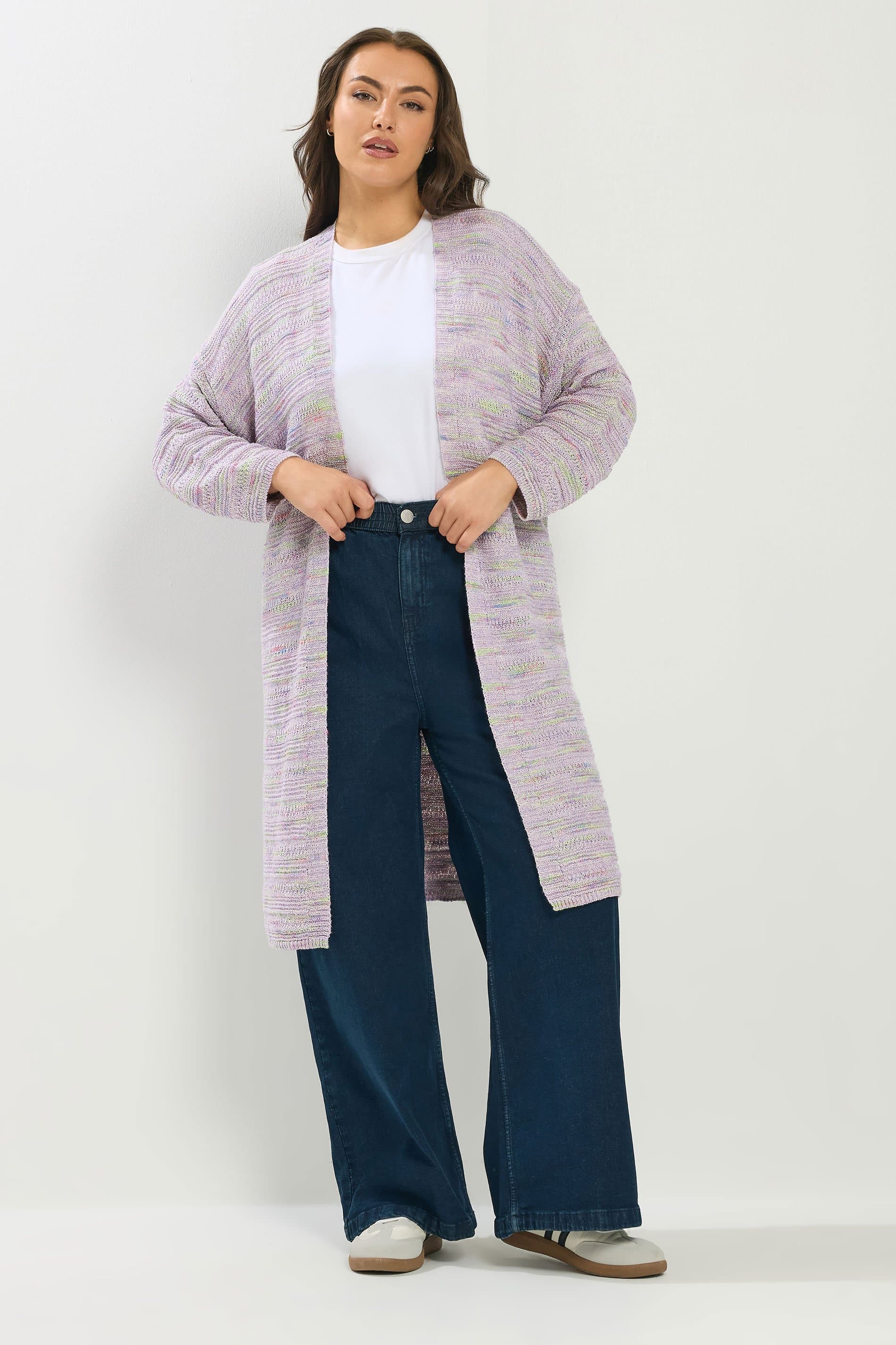 Yours Plus Size Purple Stripe Maxi Cardigan