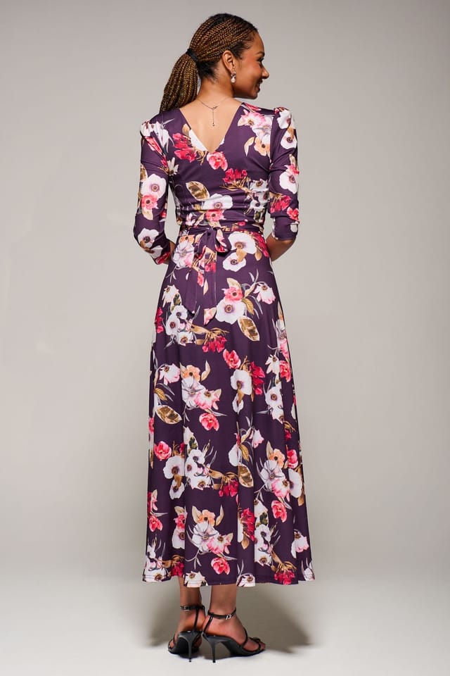 Jolie Moi Jolie Moi Women's Jersey Fit & Flare Maxi Dress in Purple - 2