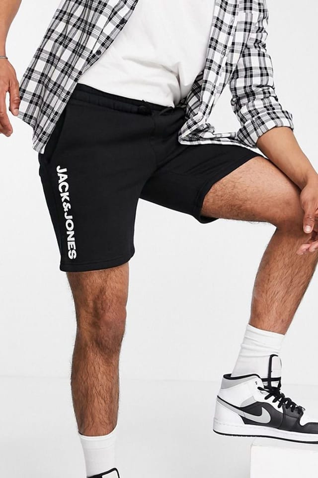 jack & jones Jack & Jones Men's Men's Black Cotton Sweat Shorts Casual Fit Soft Comfortable - 3