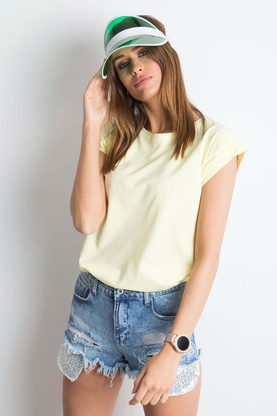 Love Lace Love Lace Women's Everyday Short Sleeve Round Neck Straight T-Shirt in Yellow