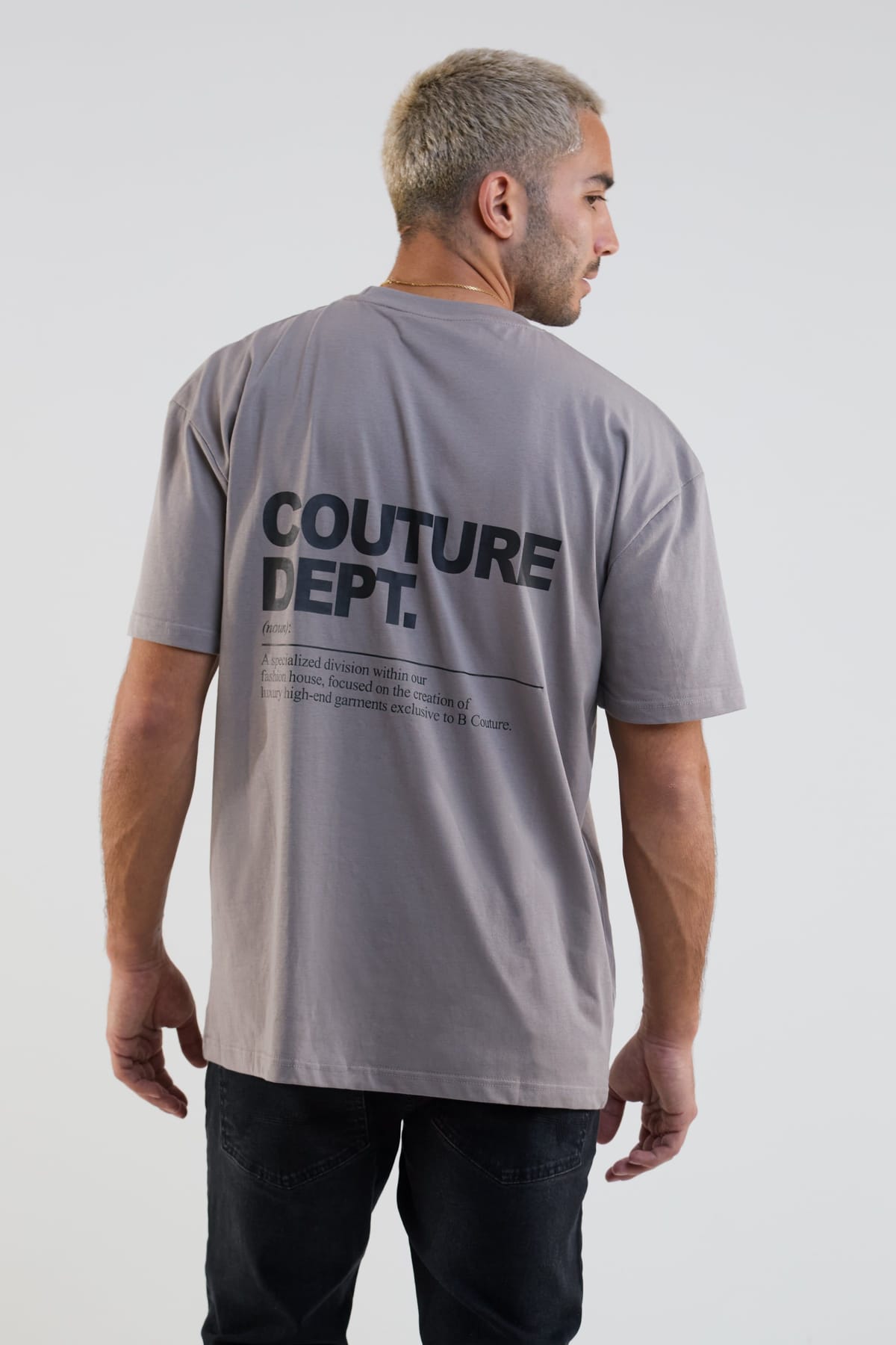 BCouture BCouture Men's Oversized Cotton T-Shirt in Dark Grey - 1