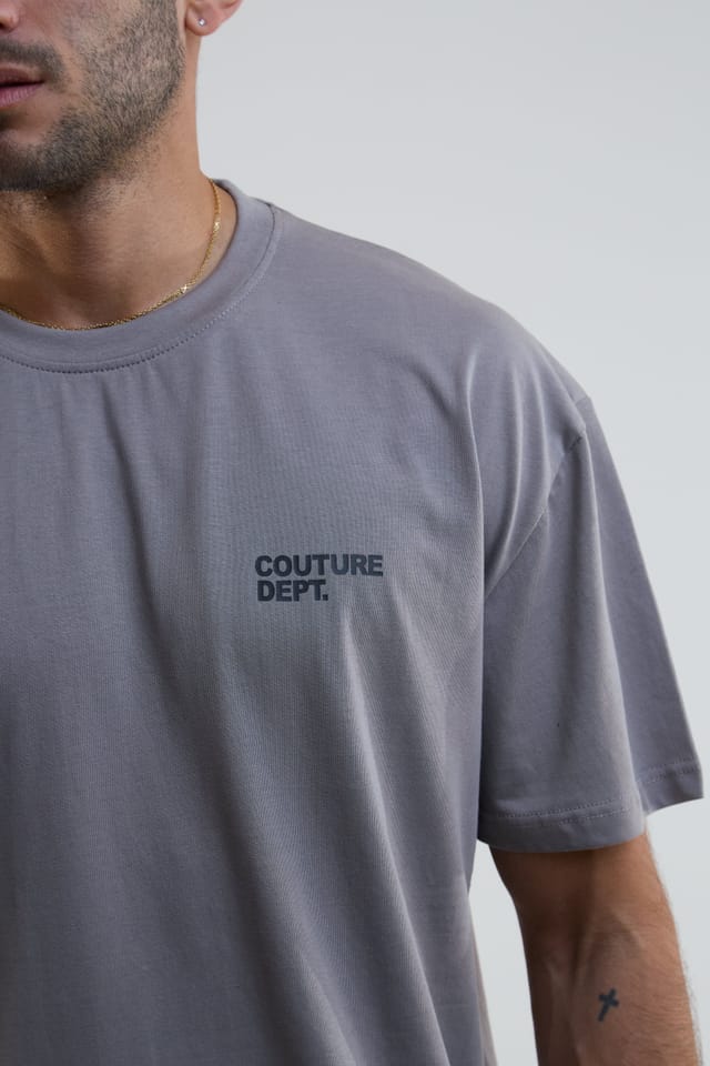 BCouture BCouture Men's Oversized Cotton T-Shirt in Dark Grey - 3