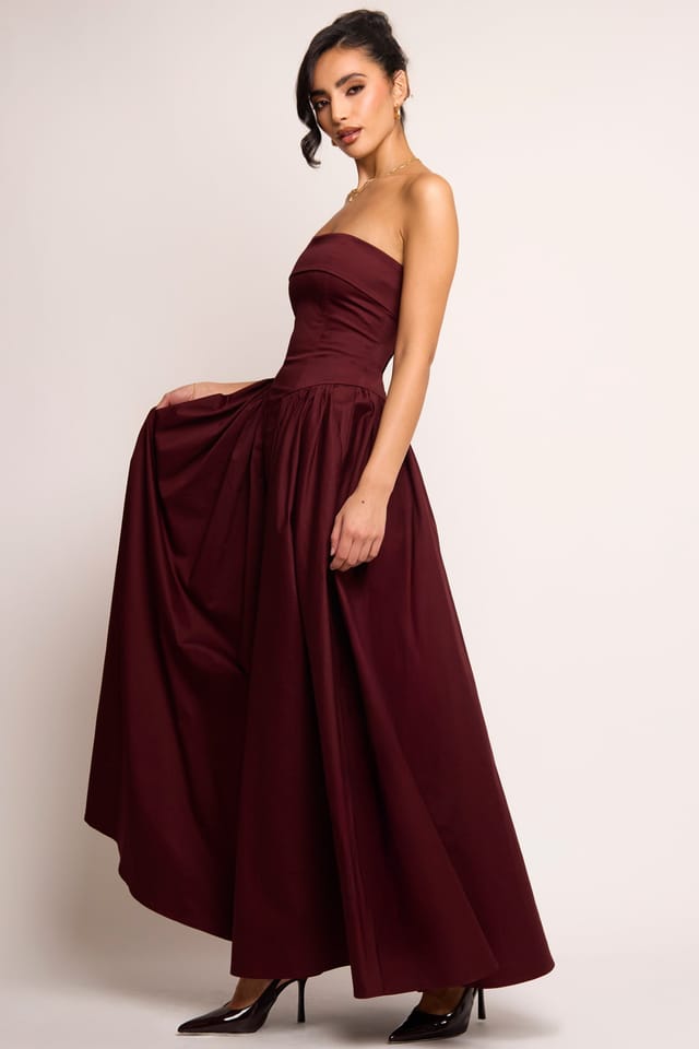 Jaded Rose Jaded Rose Women's Edith Burgundy Bandeau Corset Gown Maxi Dress - 2