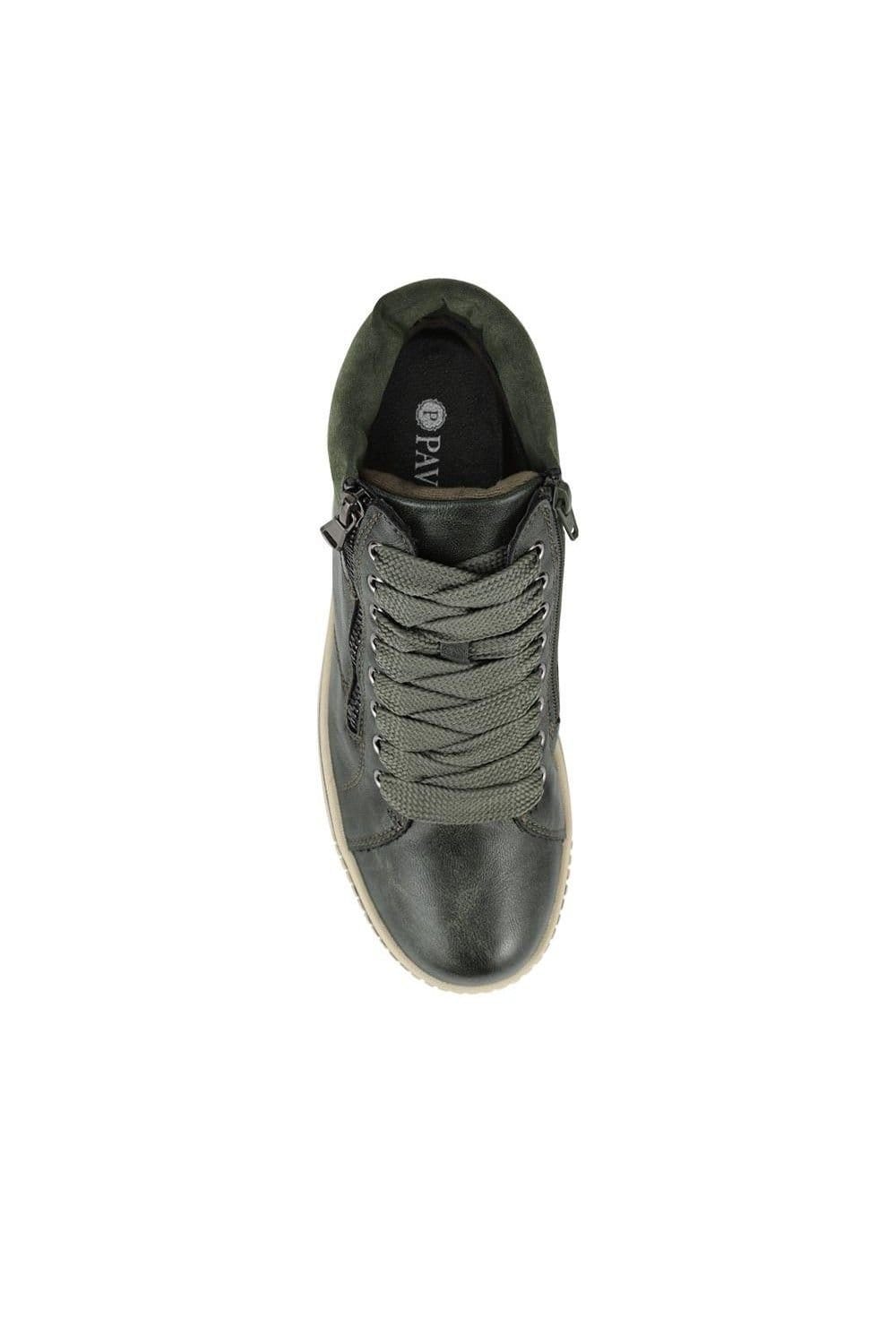 Pavers Pavers Women's Lace Up Trainers with Side Zip in Khaki - 4