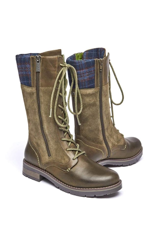 Moshulu Moshulu Women's 'Helga' Mid Calf Lace Up Boot in Olive - 2