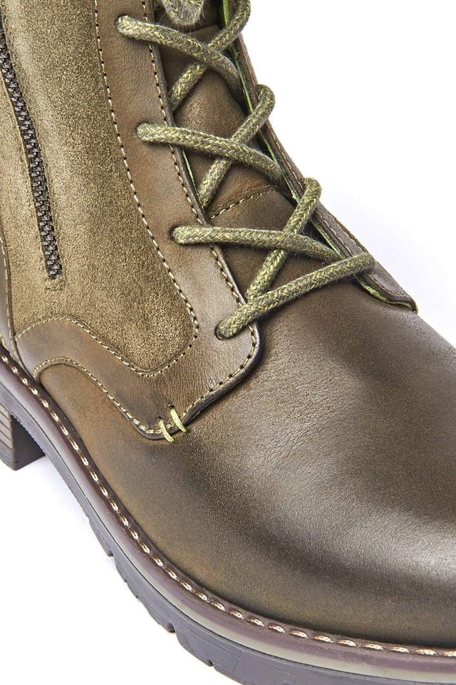 Moshulu Moshulu Women's 'Helga' Mid Calf Lace Up Boot in Olive - 3