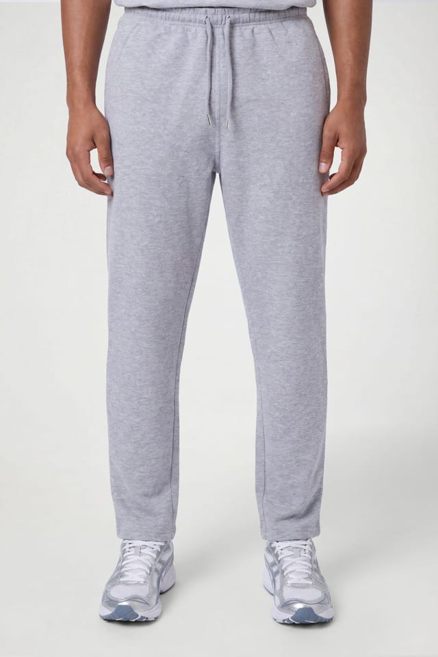 CICAY CICAY Men's Open Hem Drawstring Joggers - Cotton Blend Straight Leg in Mid Grey - 2