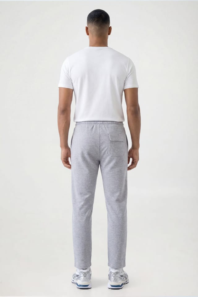CICAY CICAY Men's Open Hem Drawstring Joggers - Cotton Blend Straight Leg in Mid Grey - 3