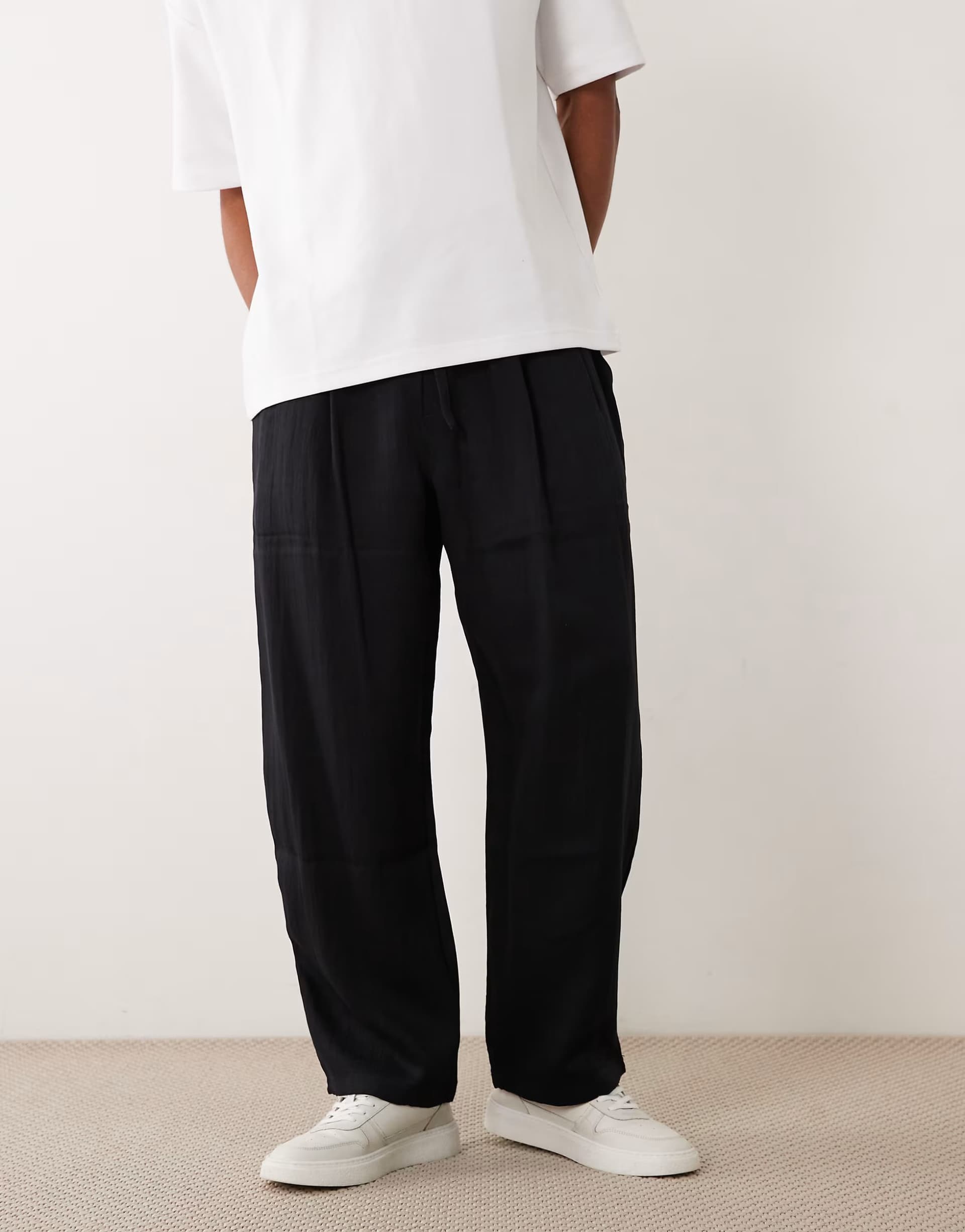 ASOS Bershka Super baggy rustic trousers in black