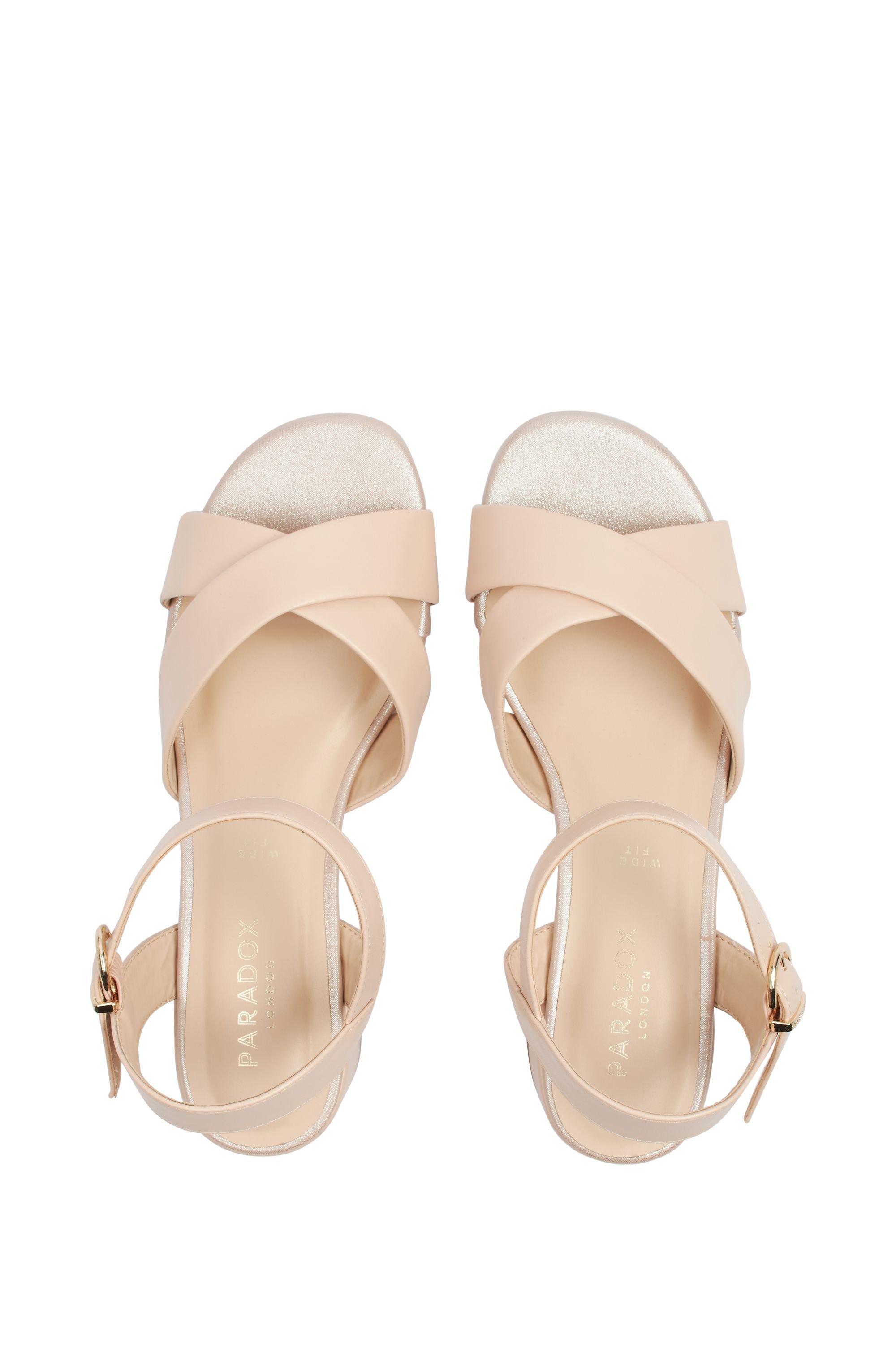 Paradox London Paradox London Women's Neala' Wide Fit Block Heel Sandal in Nude - 3