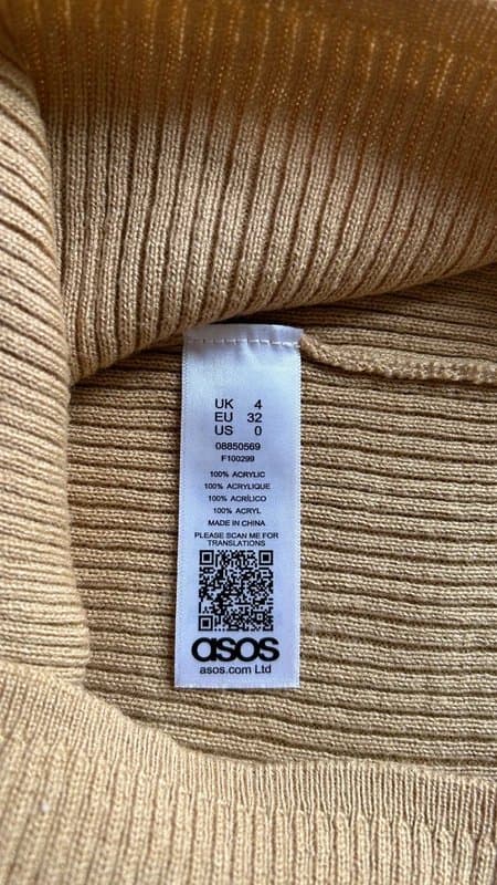 ASOS ASOS deep neckline tan brown V-neck knit ribbed sweater tank top US 0