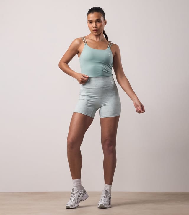 Gym King Women's Green 365 Scrunched Back Shorts Gym King New Look - 2