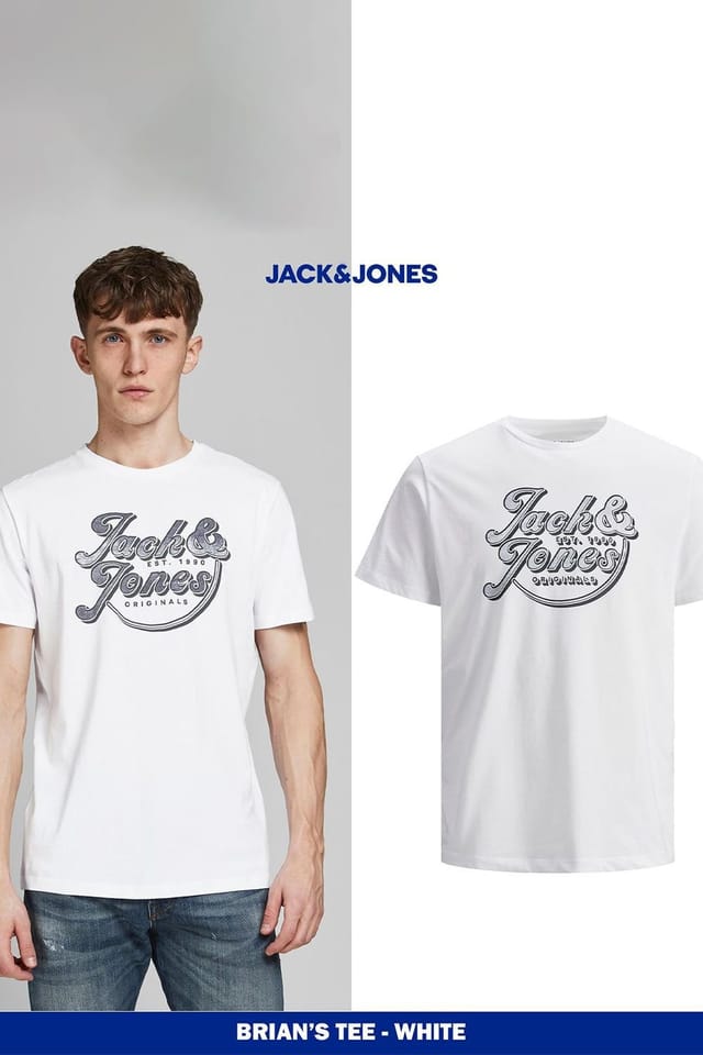 jack & jones Jack & Jones Men's Classic Logo T-Shirt Stretchy & Soft Regular Fit, White - 2